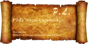 Plávics Leopold névjegykártya